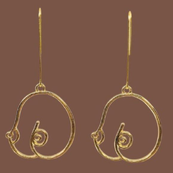 Earrings Boobies Novelty Funky /Nude Female Body - Picture 2 of 6